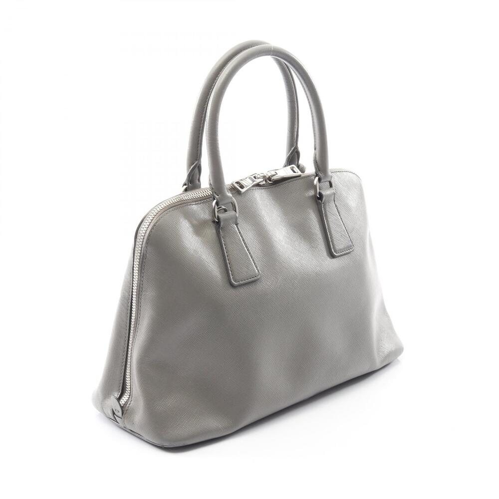 Prada gray leather Saffiano Handbag Gray